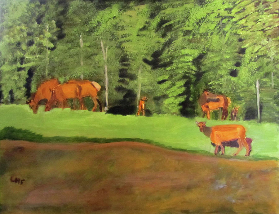 Gathering of Elks Painting by Linda Feinberg