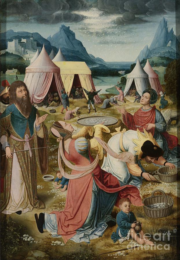 Moses Painting - Gathering of Manna inne  right wing of a triptych  anonymous c. 1510 - c. 1520 by Shop Ability