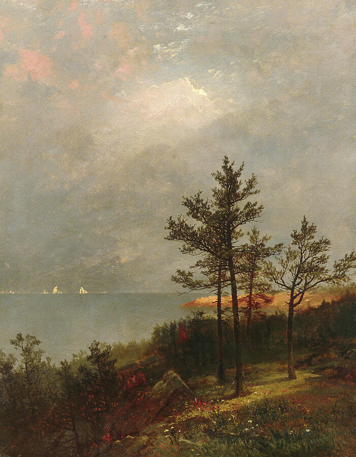 Tree Painting - Gathering Storm on Long Island Sound 1872 by John Frederick Kensett 1816-1872