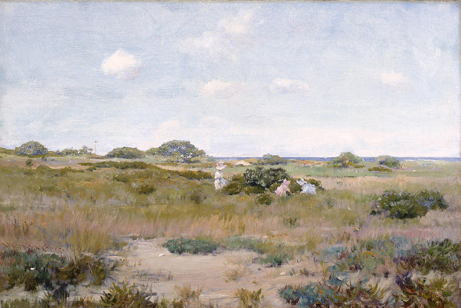 William Merritt Chase Painting - Gathering Wild Flowers  by William Merritt Chase