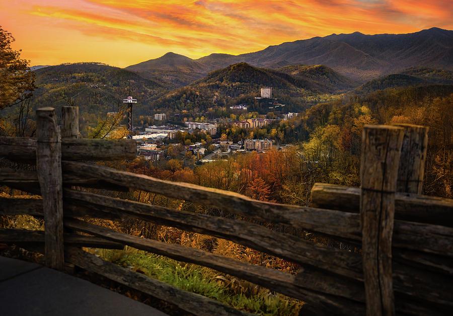 Gatlinburg overlook during brilliant sunset Photograph by Jonathan Ross