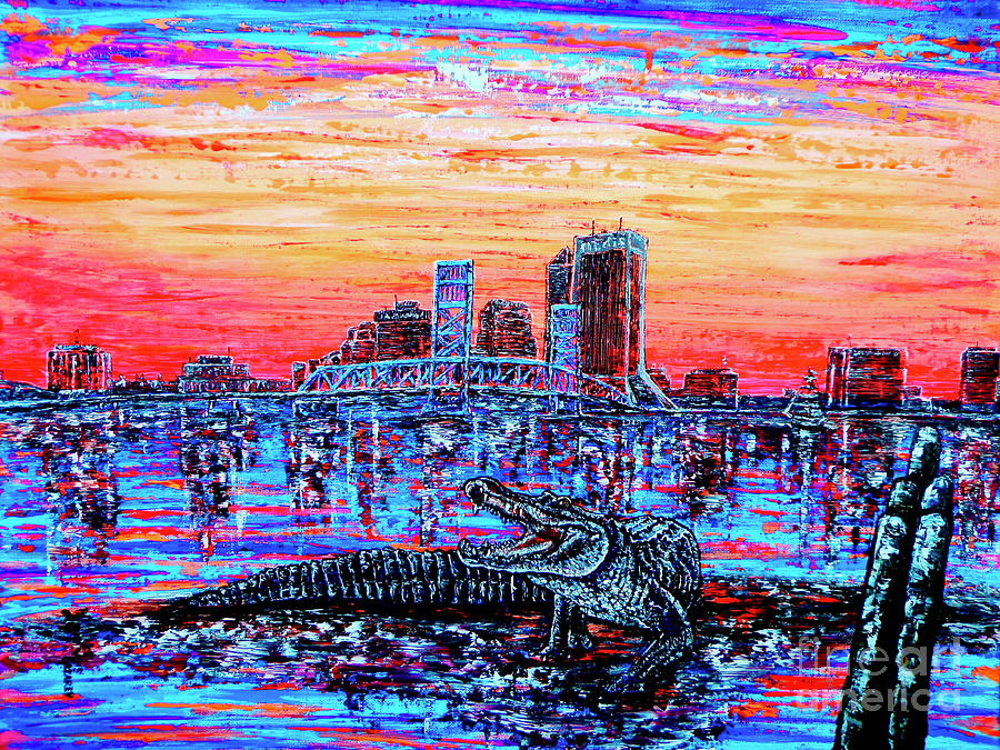 Abstract Painting - Gator city by Viktor Lazarev
