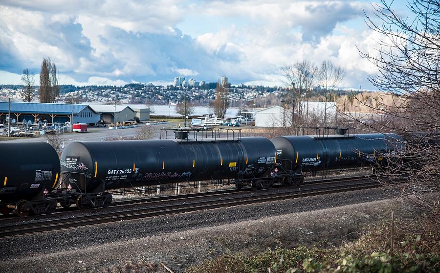 GATX Oil Train in Blaine Photograph by Tom Cochran