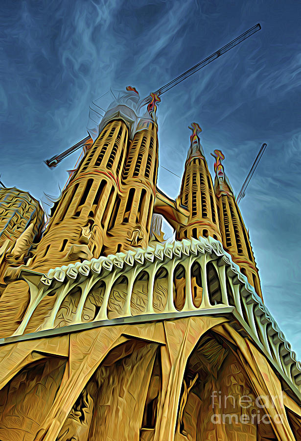 Gaudi Gothic Towers La Sagrada Familia Barcelona Spain  Photograph by Chuck Kuhn