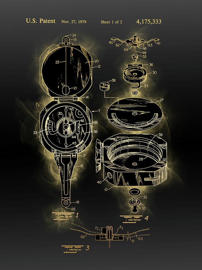 Gauge Patent Black Gold Digital Art