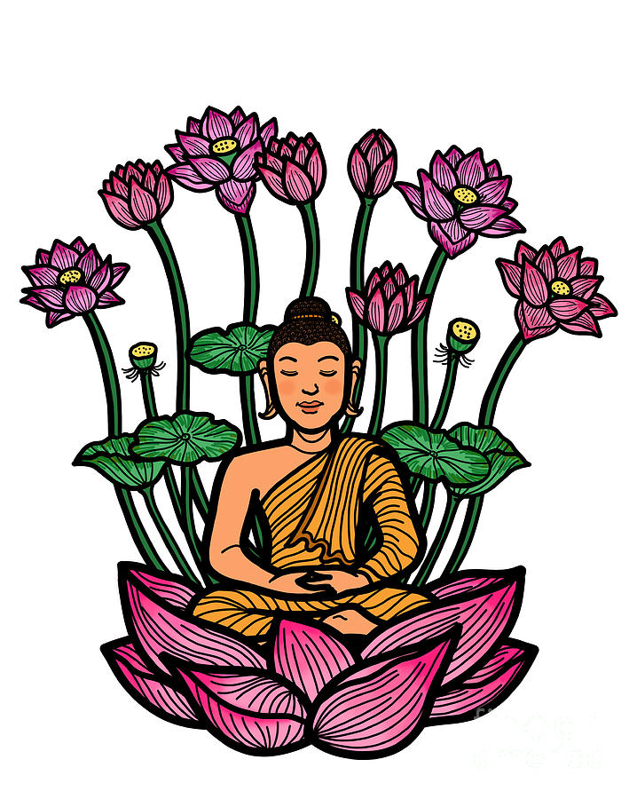 Sitting Buddha On Lotus in Meditation Pose - 7