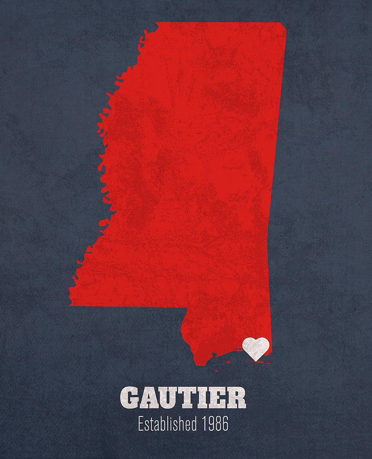 Gautier Mississippi City Map Founded 1986 University of Mississippi ...