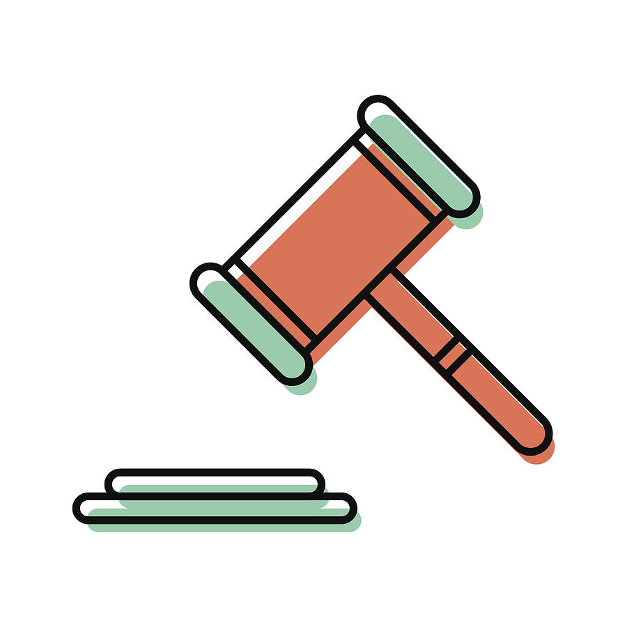 Gavel vector line icon Drawing by FishPouch