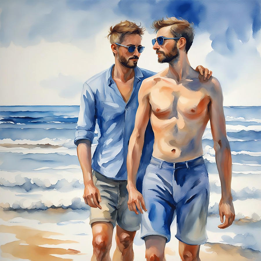 Gay couple on the beach by Mounir Khalfouf