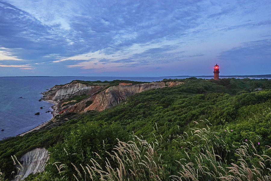 Gay Head Lighthouse Aquinnah Massachusetts Marthas Vineyard at Sunset Photograph by Toby McGuire