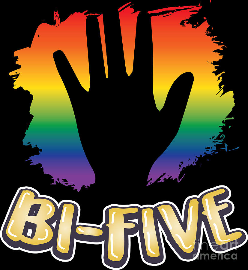 Gay Pride Lesbian Lgbt Rainbow Bi Five High Five Digital Art By