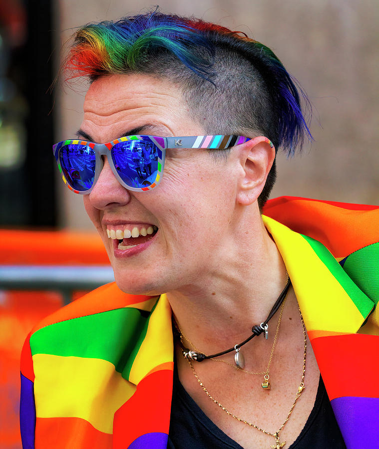 Gay Pride Photograph - Gay Pride NYC 6_25_23 Rainbow Hair  by Robert Ullmann