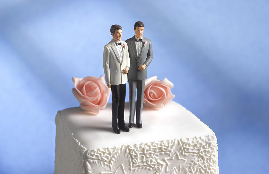 Gay wedding cake figurine Photograph by Peter Dazeley