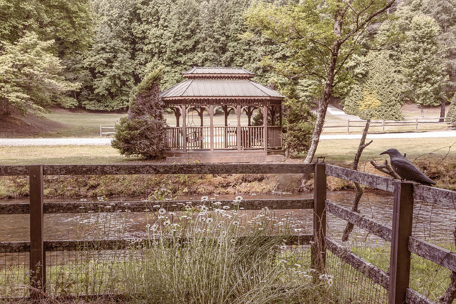 Gazebo on the Country Mountain Stream Photograph by Debra and Dave Vanderlaan