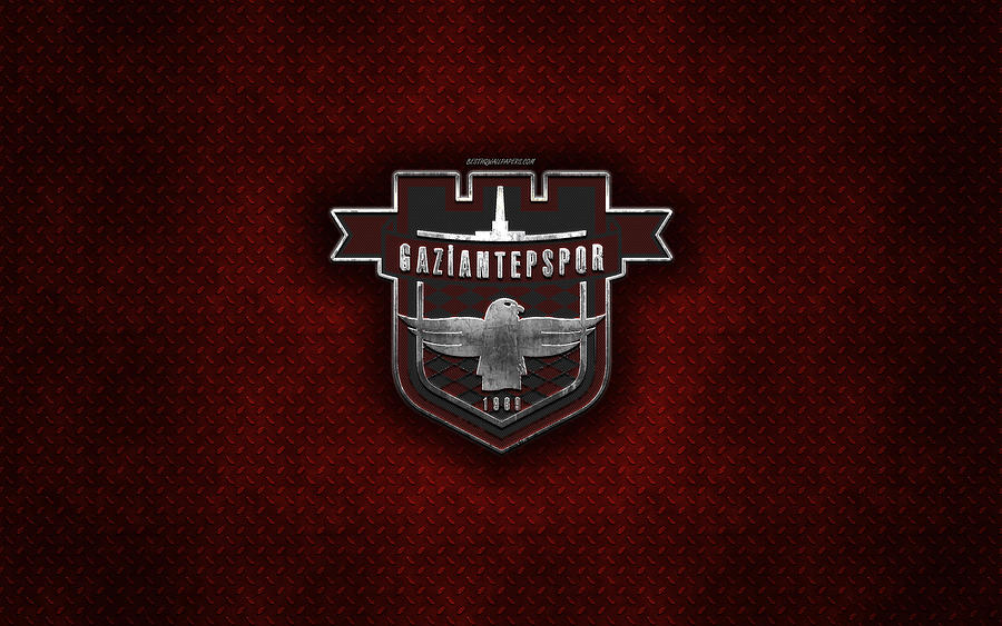 Gaziantepspor Turkish football club red metal texture metal logo emblem