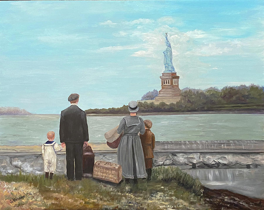 Gazing at Liberty Painting by Sandra Nardone