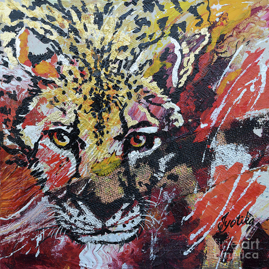 Gazing Leopard Painting by Jyotika Shroff