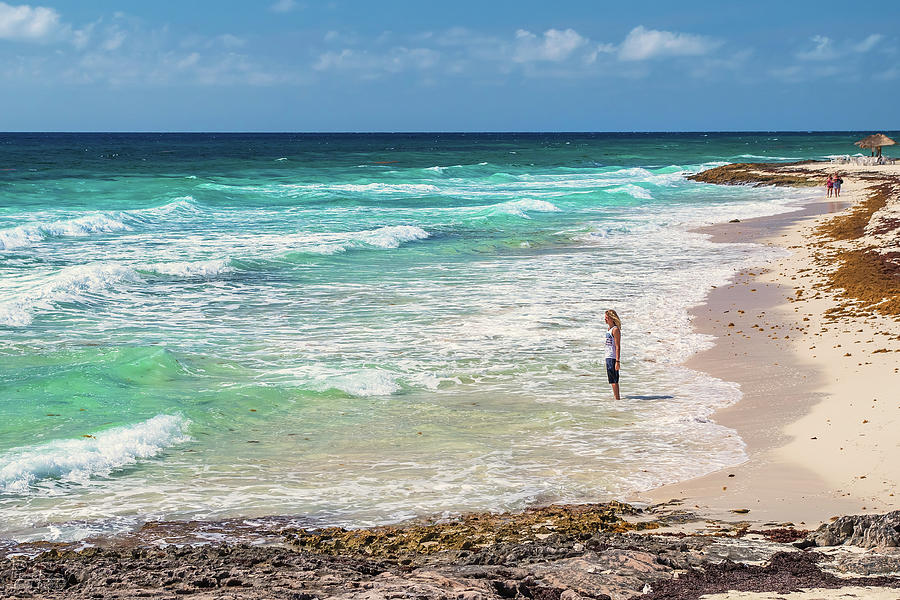 Gazing to Infinity on a Tropical Cozumel Mexico beach Photograph by Peter Herman