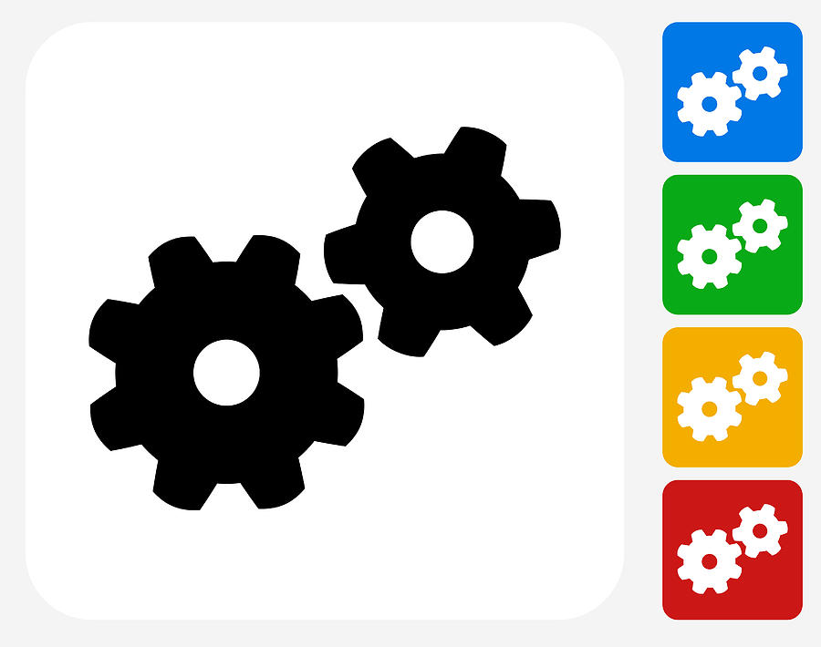 Gear Icon Flat Graphic Design Drawing by Bubaone