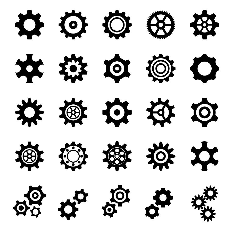 Gear Icons - Illustration Drawing by Pop_jop