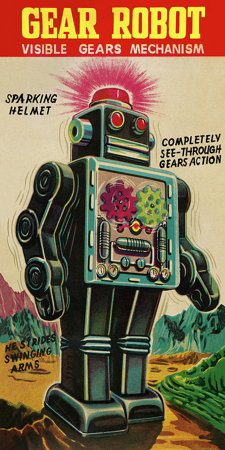 Vintage Drawing - Gear Robot by Vintage Toy Posters