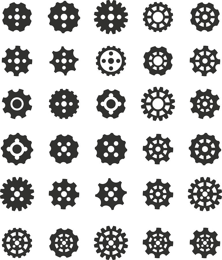Gears icons set Drawing by FingerMedium