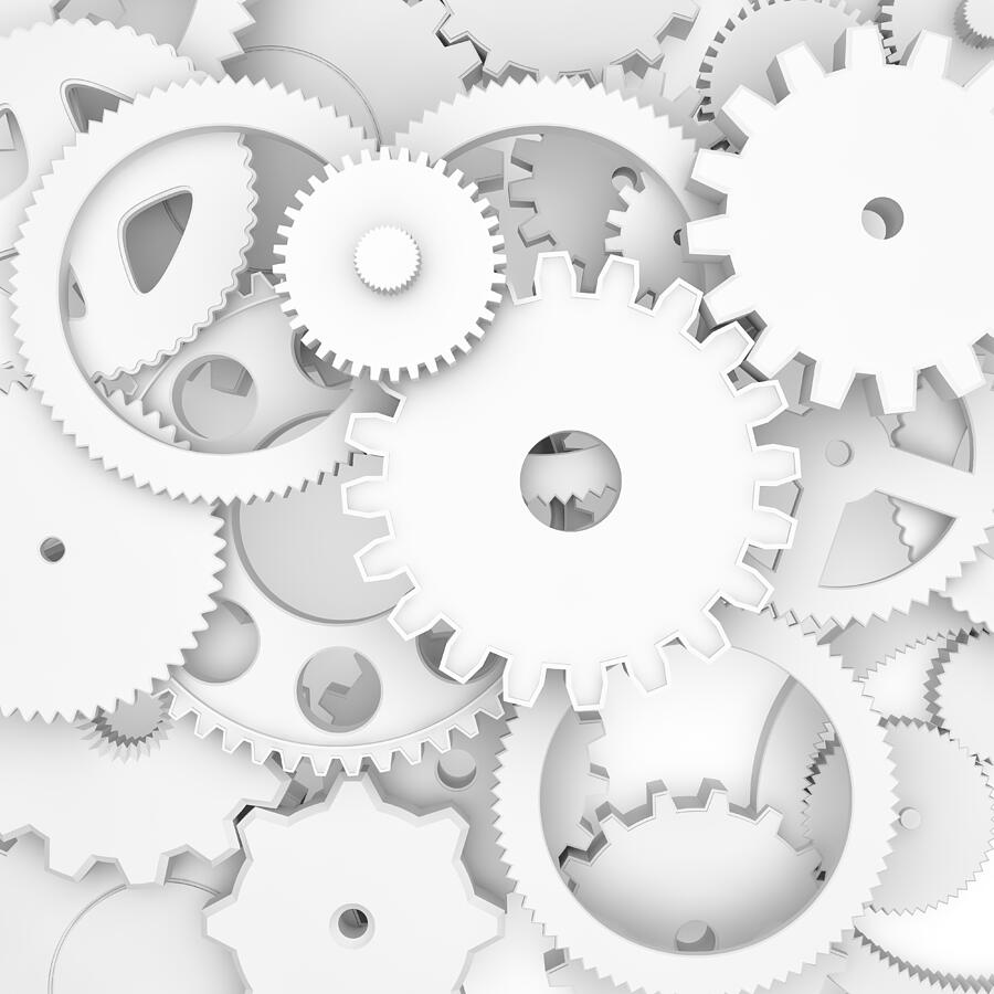 Gearwheels arrangement background Photograph by Sitox