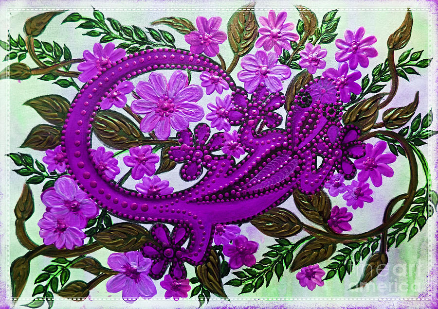Gecko In The Garden #3 Painting by Trudee Hunter Gecko In The Garden #3 Painting by Trudee Hunter