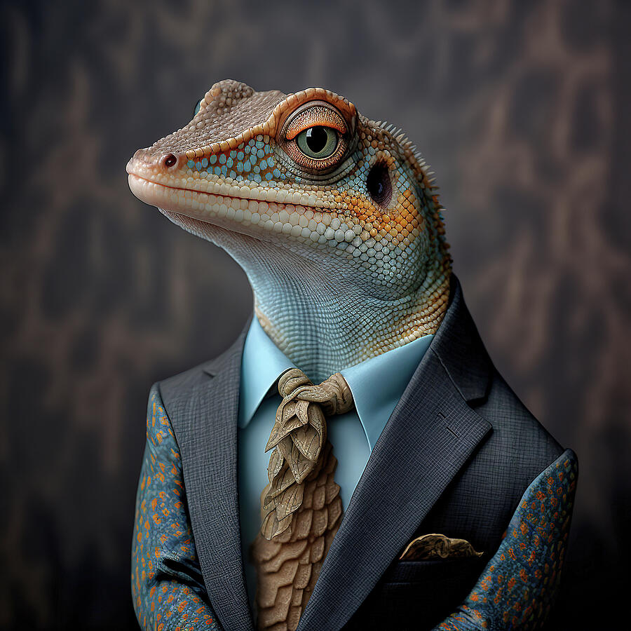 Gecko Wearing a Suite and Tie Photograph by Jim Vallee