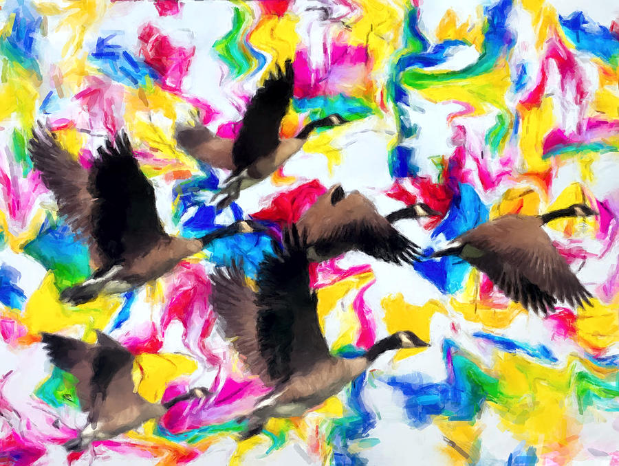 Geese Flying Over Key West Painting by Gary Arnold