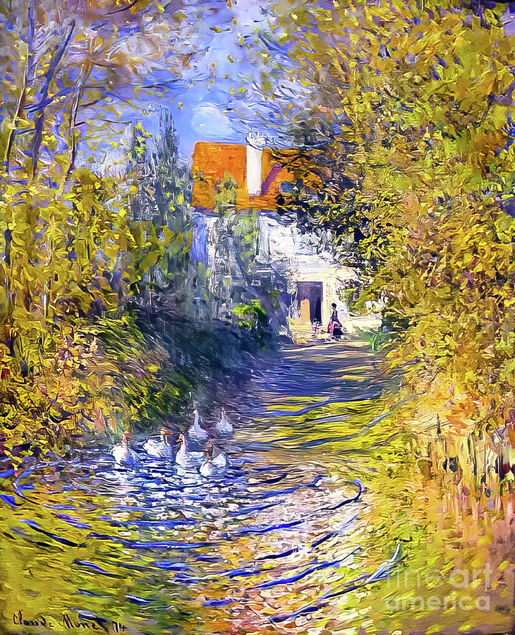 Geese in the Creek by Claude Monet 1874 Painting by Claude Monet