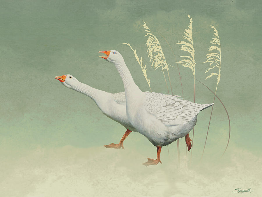 Geese Sentinels Digital Art by M Spadecaller