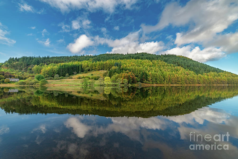 Fall Photograph - Geirionydd Lake Autumn reflections by Adrian Evans