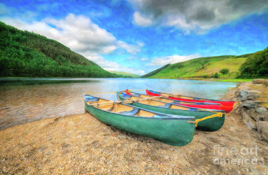 Geirionydd Lake Canoes Art Photograph by Adrian Evans