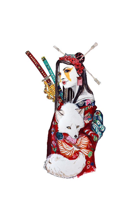 Geisha and Kitsune Painting by Achilleas Maltampes - Fine Art America