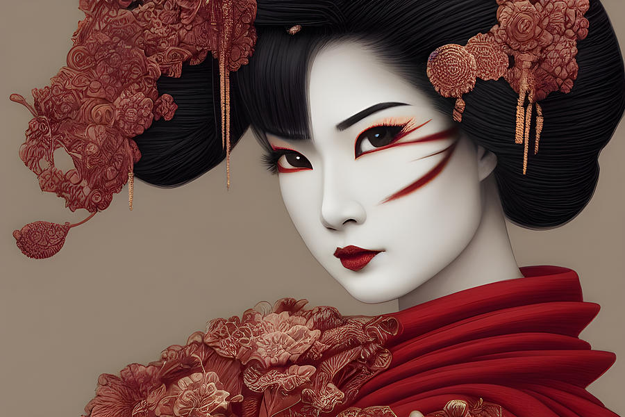 Geisha Asuka Digital Art by Frederic Racaud - Fine Art America