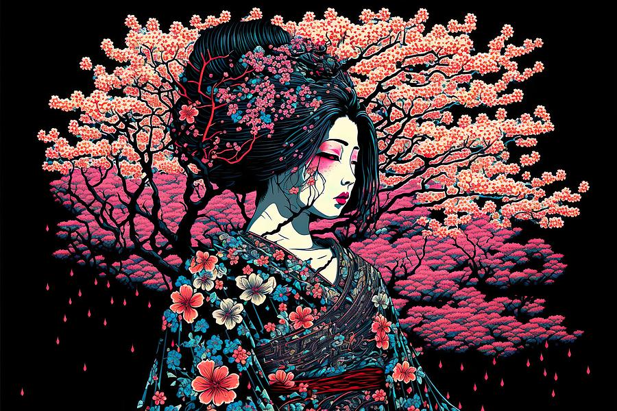 Geisha Color Fusion Digital Art by Pix Pow Gallery - Fine Art America