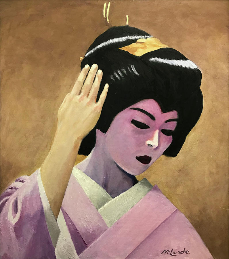 Geisha Dancing Painting by Mark Lunde