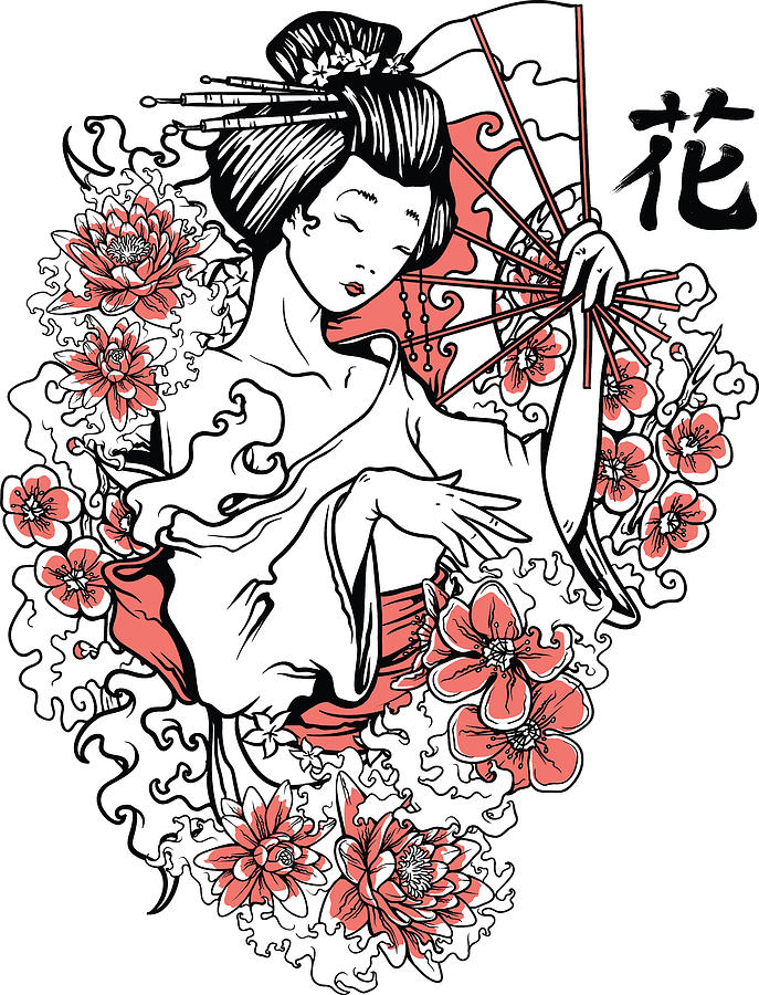 Geisha And Kanji Digital Art By Jacob Zelazny