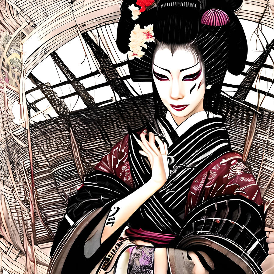 Geisha japanese woman dark and mysterious Digital Art by Licensed art ...