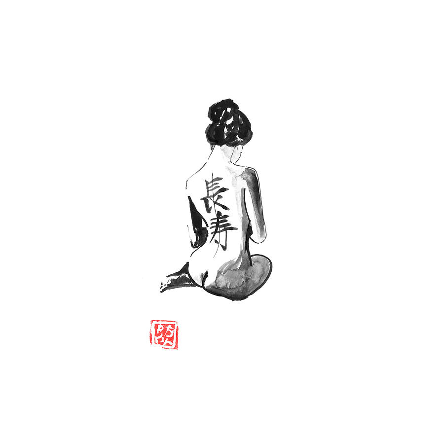 Nude Drawing - Geisha Long Life by Pechane Sumie