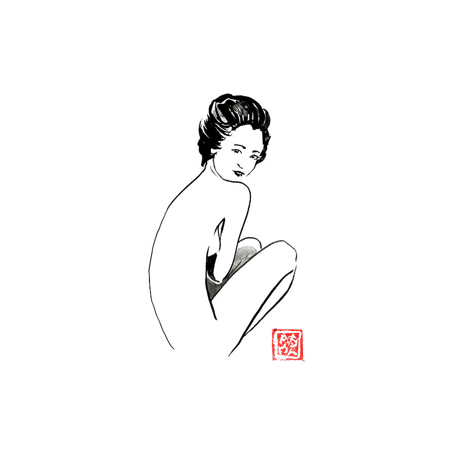 Nude Drawing - Geisha  Nude Back by Pechane Sumie