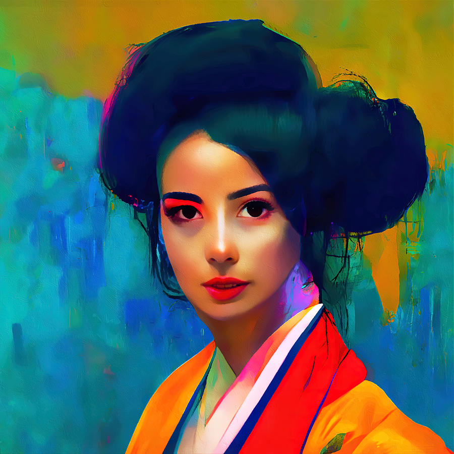Geisha, Portrait, 05 Painting by AM FineArtPrints
