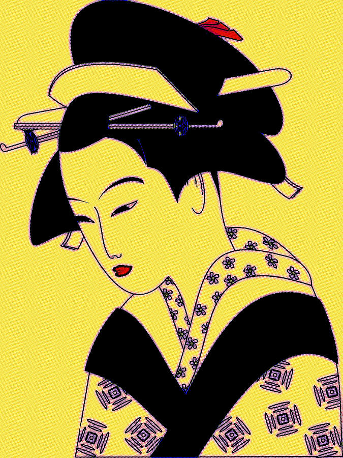 Geisha Portrait - Neon Pop Art Painting by Beautify My Walls