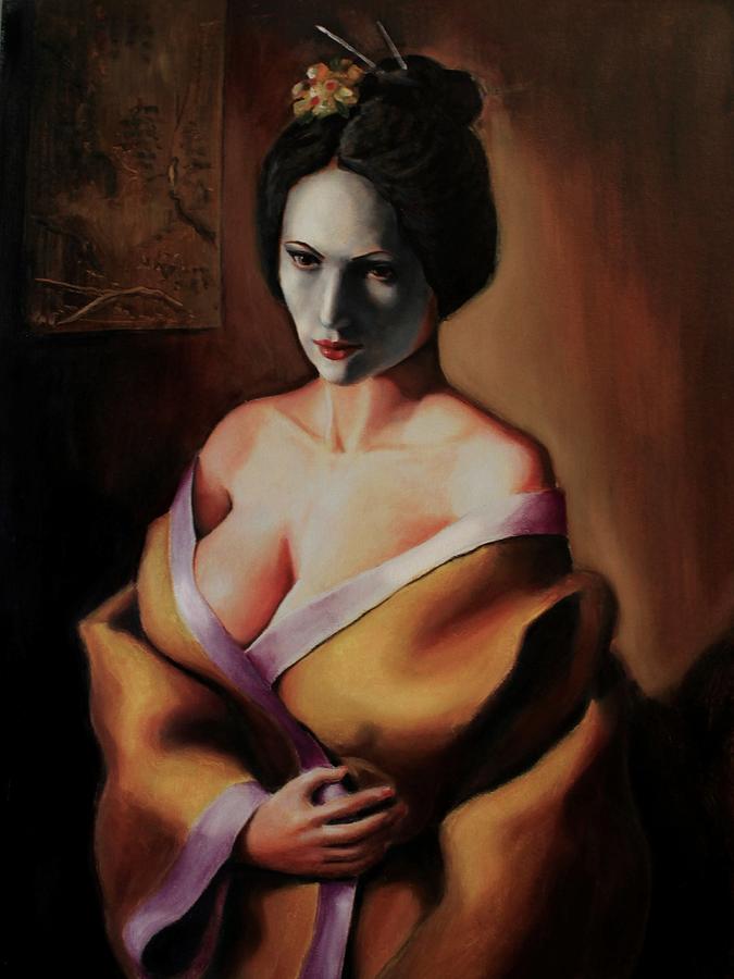 Fabric Painting - Geisha Reflective by Barry Corson