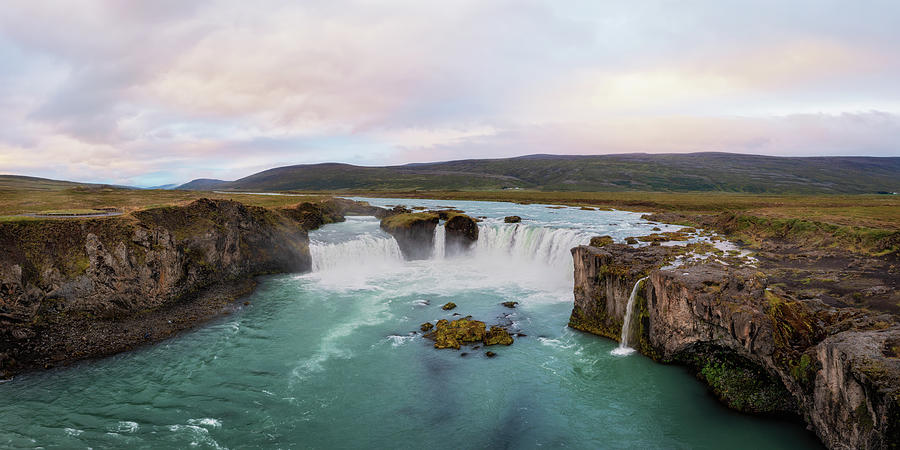 Geitafoss Falls - Aerial Panorama Photograph by Alex Mironyuk - Fine ...