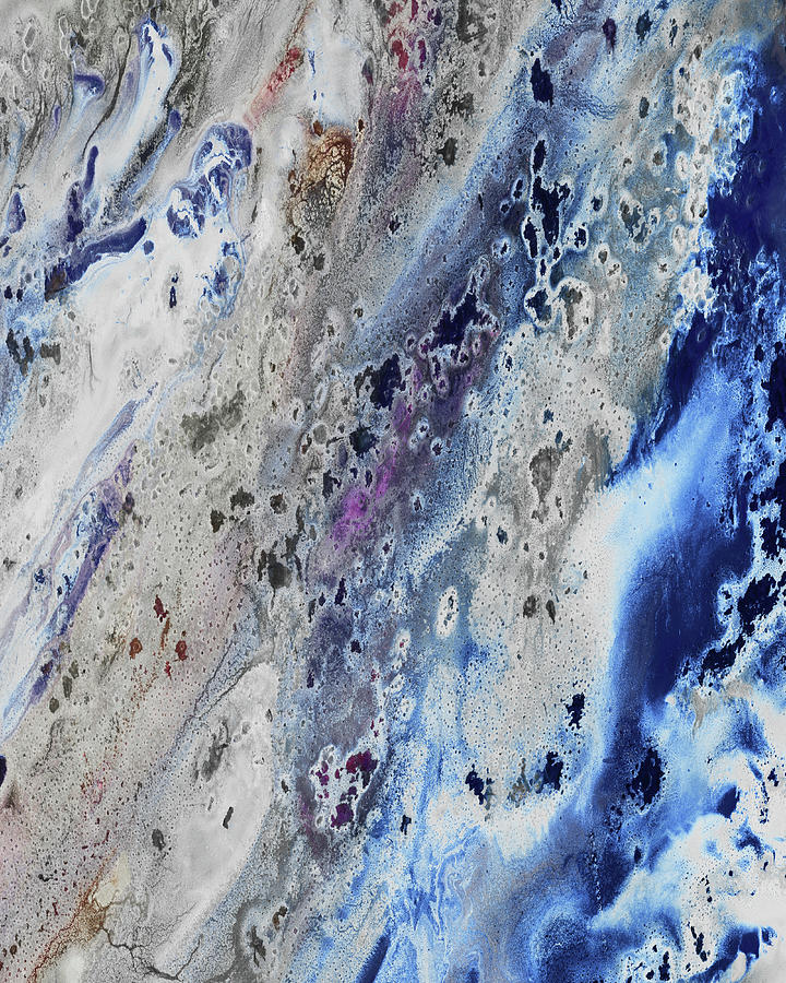 Gem Of The Sea Salty Blue Waves Of Crystals Watercolor Beach Art Decor III Painting by Irina Sztukowski