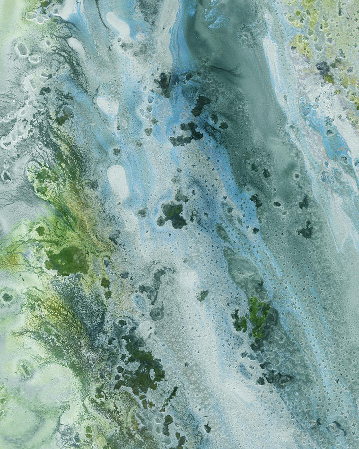 Gem Of The Sea Salty Blue Waves Of Crystals Watercolor Beach Art Decor V Painting by Irina Sztukowski
