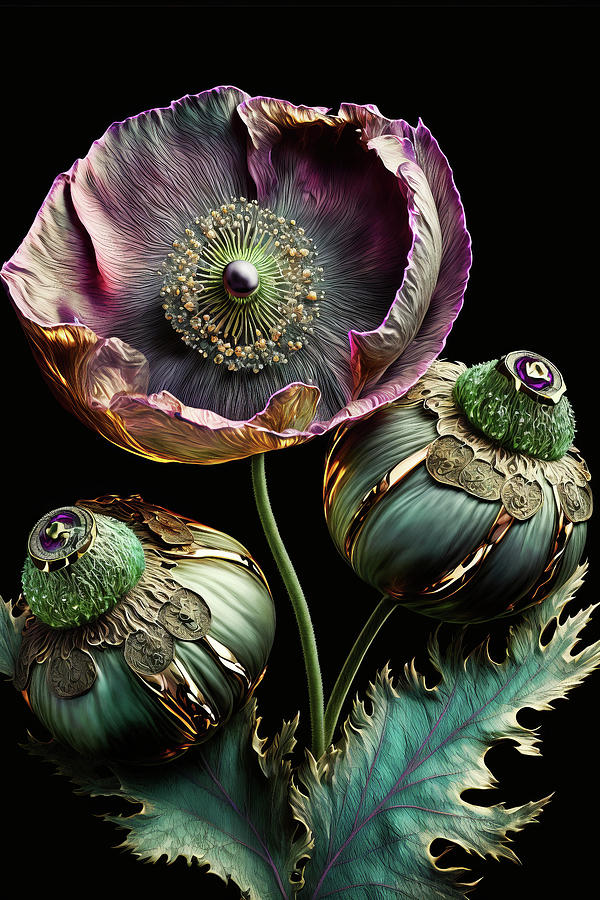 Gem Opium Poppies Digital Art by Peggy Collins