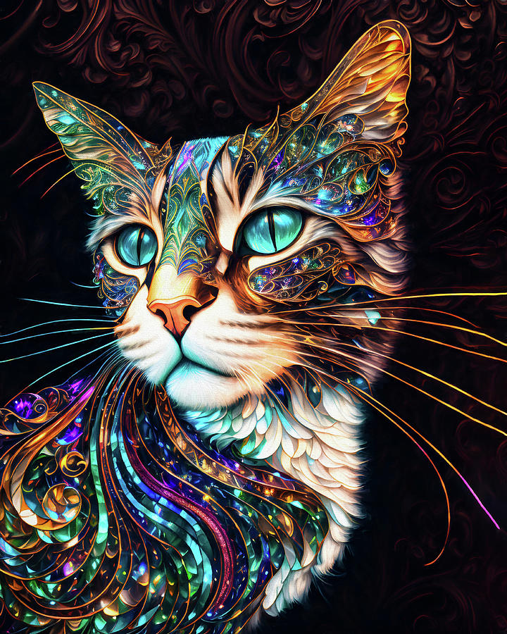 Gem the Colorful Tabby Cat Digital Art by Peggy Collins
